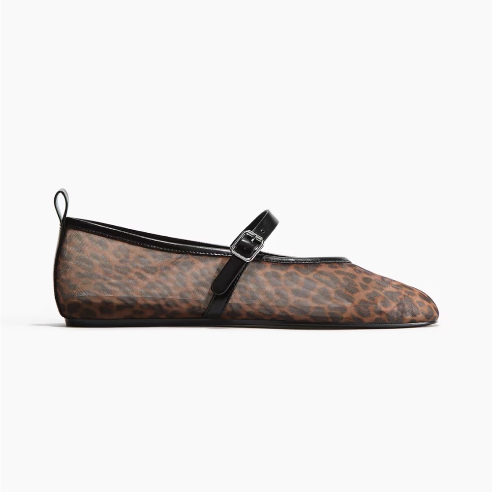 H&M Leopard Print Mary Jane Flats in Brown and Black